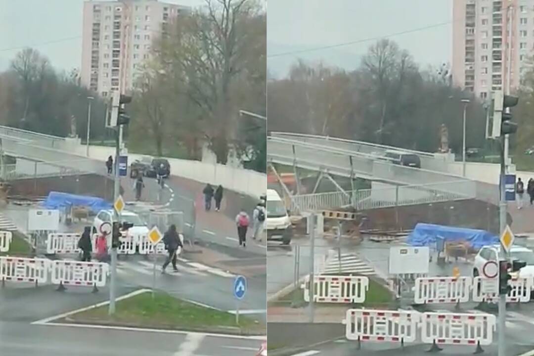 VIDEO: Ďalšieho vodiča, ktorý si v Michalovciach skrátil cestu cez pešiu lávku, už rieši polícia