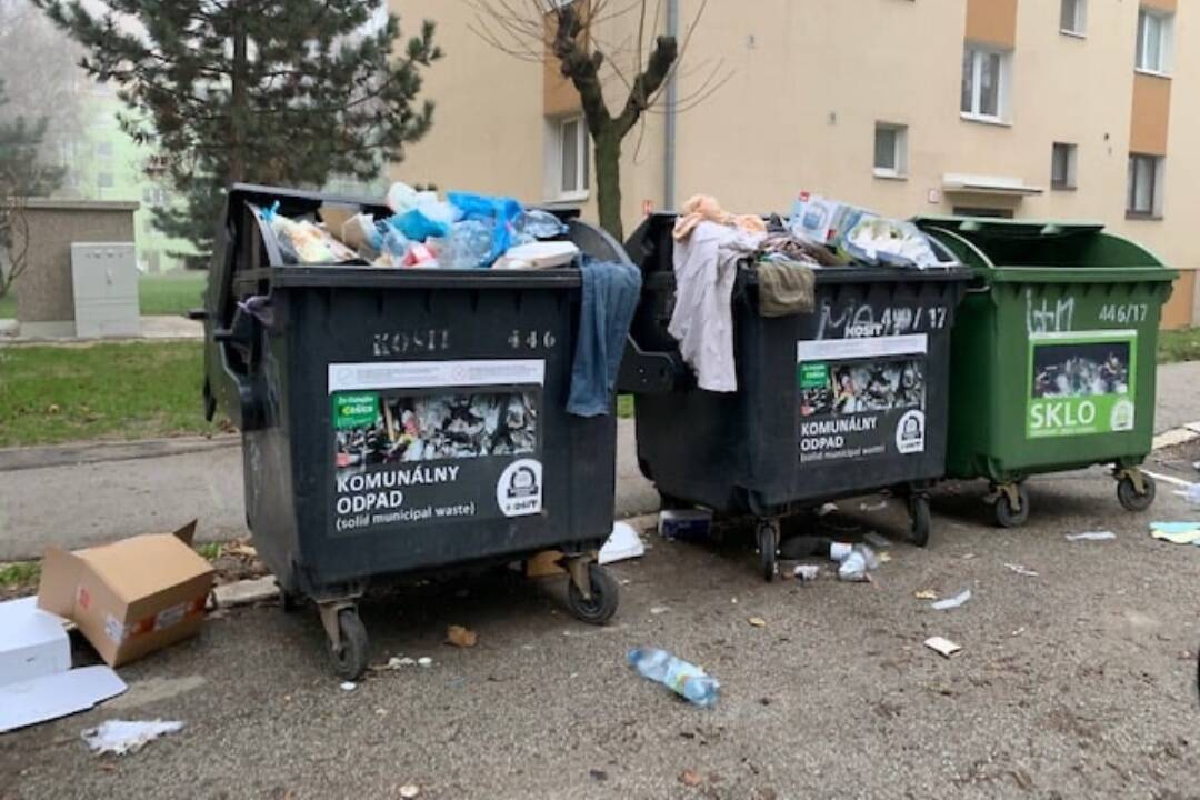 Foto: Cez deň upratali, ráno našli neporiadok. V Šaci triedia opad z kontajnerov malí „pomocníci“