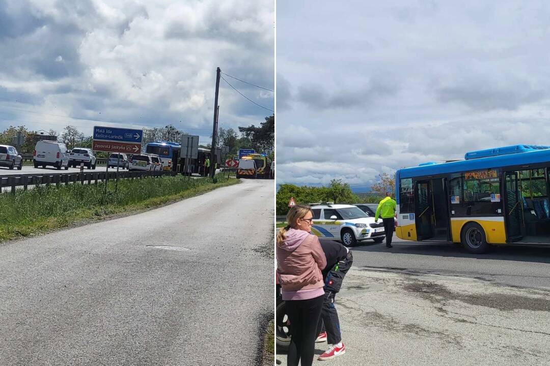 Foto: Na Pereši havaroval autobus. Zraniť sa malo niekoľko cestujúcich