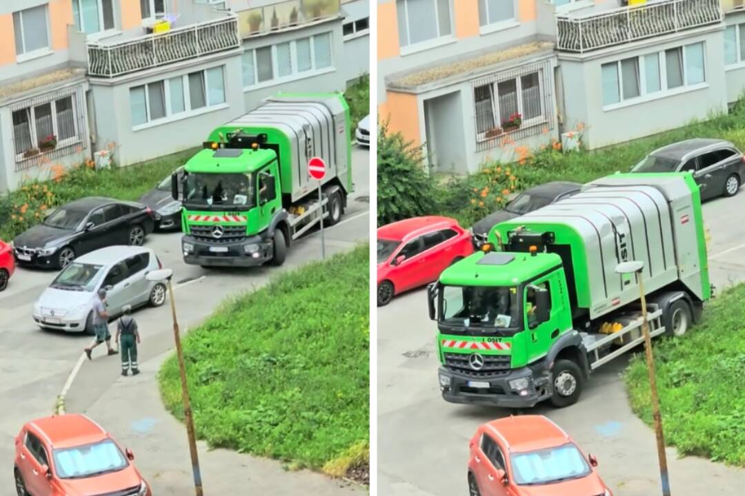 VIDEO: Košičan zaparkoval na hulváta, smetiari museli za volantom predvádzať husárske kúsky