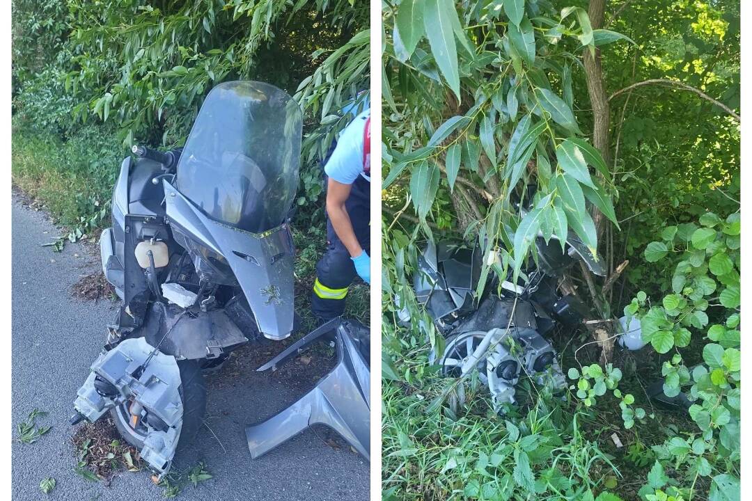 Foto: Medzi Šacou a obcou Malá Ida došlo k dopravnej nehode: Vodič motocykla neprežil náraz do stromu