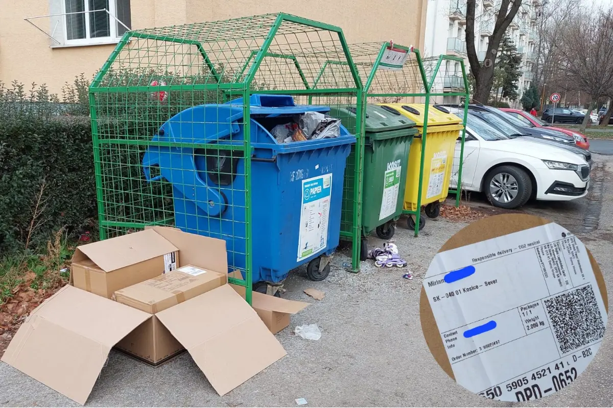 Foto: Na košickom Severe susedia podľa krabíc spoznali bordelárku, odkazujú jej, aby ich nabudúce vyhodila poriadne